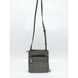GIANI BERNINI Dasher pebble leather triple zip crossbody organizer BROWN